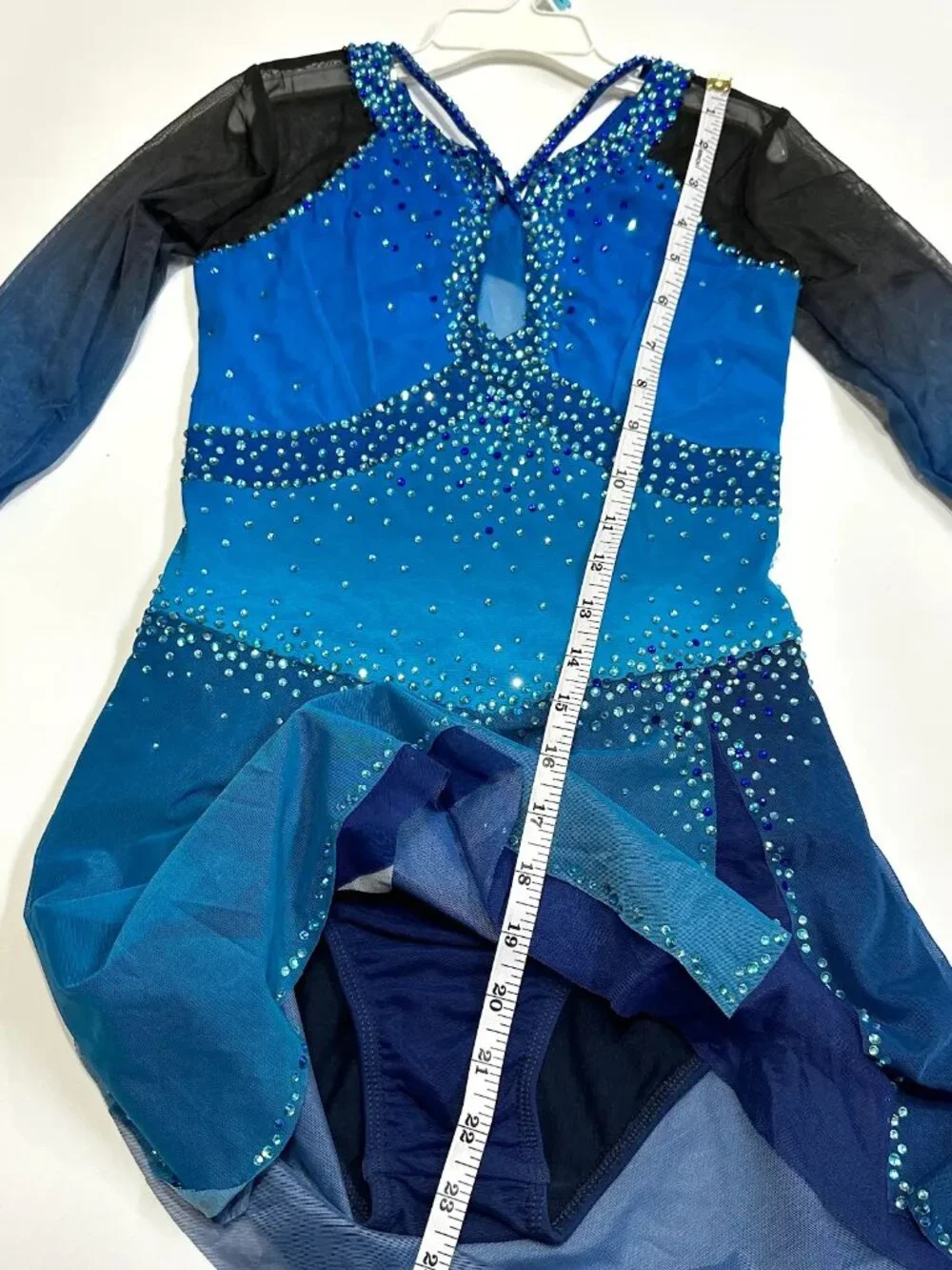 New Navy Blue Crystal Figure Skating Dress Girls 14